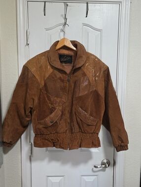 Winlit From 90's Vintage Suede Bomber Jacket in Warm Brown Size L